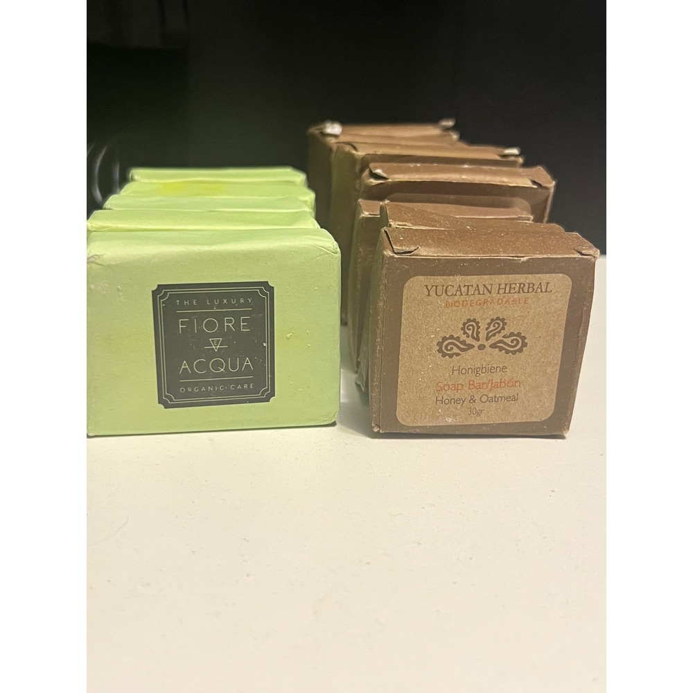 Lot 10 Organic Hotel Soaps Fiore Acqua‎ & Yucatan Herbal Honey Oatmeal Bars